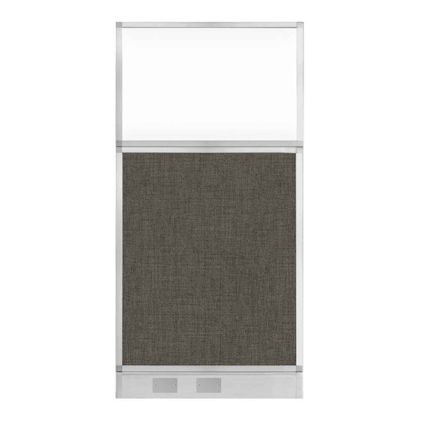 Versare Hush Panel Cubicle Partition 3' x 6' W/ Window Mocha Fabric Clear Window W/ Cable Channel 1812565-2 - main